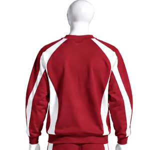 Sweat-shirt à col rond pour homme avec panneau contrastant rouge, manches longues, pull sportif décontracté pour l'entraînement, la remise en forme et le sport - Product Image 2