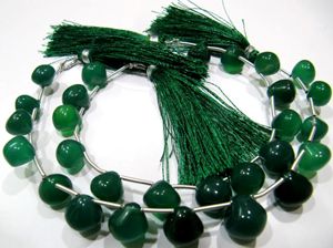 Perles en pierre naturelle d'onyx vert, forme d'oignon, 9-10 mm, lisses et simples, 8 pouces - Product Image 3