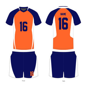 ชุดยูนิฟอร์มวอลเลย์บอลสีส้มน้ำเงินแบบกำหนดเอง เสื้อทีมแขนสั้นสำหรับผู้ชายพร้อมกางเกงขาสั้น – ชุดกีฬาพร้อมชื่อและหมายเลขส่วนตัว - Product Image 3