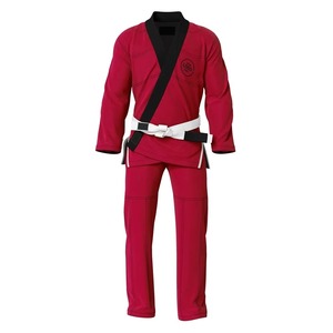 Kimono de BJJ rouge unisexe pour adulte, en polyester respirant, coupe classique, logo sur le devant, une pièce, vêtements de sport de combat - Product Image 1