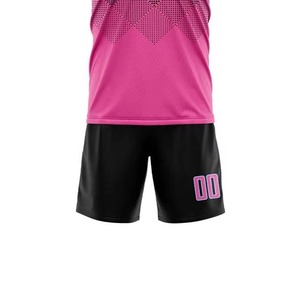 Custom Sublimated Soccer Jersey Set <b>Pink</b> Black Gradient Crew Neck Short Sleeve Moisture Wicking Unisex Adult Apparel Plus Size - Product Image 6