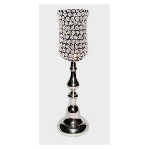 Porte-bougie de luxe en perles de cristal, centre de table en forme de gobelet argenté pour mariage et décoration romantique de table à la maison - Product Image 6