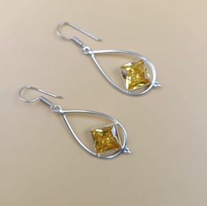 Pendientes de citrino natural en forma de lágrima, pendientes de plata con gemas en forma de cometa para mujer, joyería llamativa colgante. - Product Image 2
