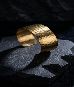 Indian Metal <b>Copper</b> Brass Gold-Plated Hammered Lightweight Modern Customized Printing Cuff Bracelet Mother's Day Thanksgiving - Product Image 5