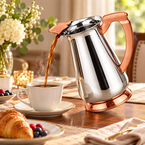 Carafe moderne en acier inoxydable avec protège-glace pour jus et café, idéale pour la maison et les restaurants - Product Image 5