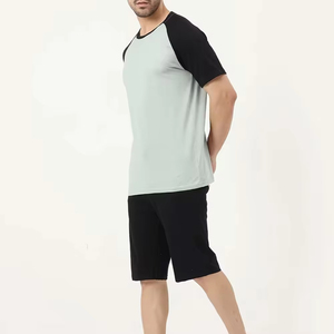 Ensemble deux pièces pour homme, coupe ajustée, de haute qualité, été, uni, vêtements de plein air, t-shirt et short, 100% coton, séchage rapide, respirant - Product Image 2