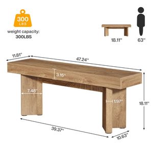 Farmhouse-Style <b>Dining</b> Room Furniture Kitchen <b>Table</b> <b>Stool</b> Bench - Product Image 6