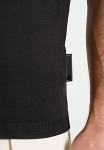 Men's Knit <b>Polo</b> <b>Shirt</b> Short Sleeve Solid Color Regular Fit Casual Button Collar <b>Black</b> 100% Cotton Anti-Pilling - Product Image 4