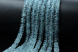 Cuentas de forma de Rondelle facetadas de Aguamarina Natural de alta calidad, hebras de 4,5-6,5mm para la fabricación de joyas - Product Image 6