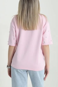 Ever Glow Oversized V-Neck Cold Shoulder T-<b>Shirt</b> Plus Size <b>Women's</b> Casual Top Solid Color Polyester/Cotton Jersey Fabric - Product Image 2