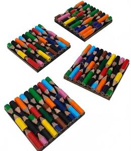 Sous-verres en bois absorbants style vintage, motif crayons de couleur, pour café, thé, mariages, salle à manger et cuisine - Product Image 5