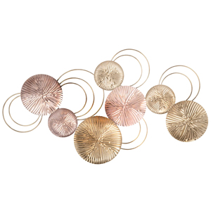 งานตกแต่งผนังโลหะทำมือแบบมีพื้นผิว รูปทรงดวงอาทิตย์ 3 มิติ สีทอง แผ่นเหล็กแขวนผนัง ศิลปะเรขาคณิตสุดหรูสำหรับตกแต่งภายในบ้านสมัยใหม่ - Product Image 1