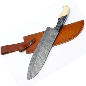 Custom Hand Forged Damascus Chef <b>Knife</b> with Leather Sheath Resin <b>Bone</b> <b>Handle</b> Professional Kitchen <b>Knife</b> OEM ODM Wholesale - Product Image 5