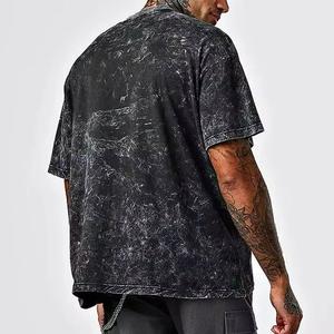 Camiseta de Cuello Redondo para Hombre, 100% Algodón, Lavado Ácido, Color Sólido, Secado Rápido, Transpirable, con Logotipo Personalizado, Estilo Vintage, Fitness, Streetwear, Hip Hop 2025 - Product Image 4