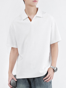 เสื้อโปโลคอวีสีเข้าชุด แขนสั้น รุ่นใหม่ สำหรับผู้ชาย เสื้อยืดฤดูร้อน - Product Image 3