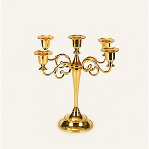 Candelabro de Metal Dorado de 5 Brazos, Centro de Mesa para Bodas, Portavelas, Decoración para Eventos y Fiestas, Directo de Fábrica - Product Image 5