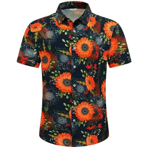 Custom Design Casual Short Sleeve Floral Aloha <b>Shirts</b> <b>Sunflower</b> Digital Print Beach <b>Shirts</b> Linen Hawaiian <b>Shirt</b> for <b>Men</b> - Product Image 2