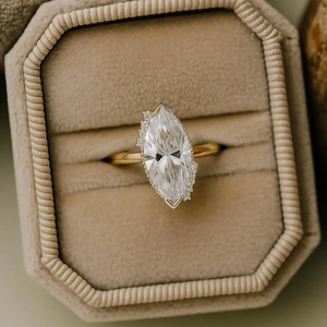 Bague de fiançailles en moissanite taille marquise 3 carats en argent sterling certifiée IGI, pour promesse et anniversaire, solitaire vintage, qualité diamant - Product Image 5