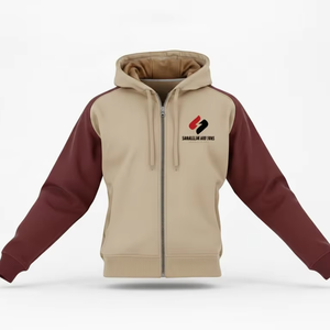 Sweat-shirt à capuche zippé intégral pour homme, hiver, logo personnalisé, manches contrastées, chaud, décontracté, vente en gros, fournisseur d'usine - Product Image 1