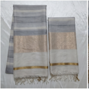 Étole en soie rayée Banarasi (Dupatta) pour femmes, châle-limousine léger et luxueux, respirant, idéal pour l'automne et le printemps - Product Image 2