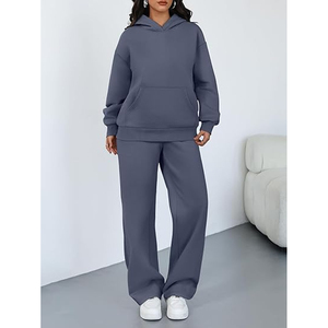 Women Modern Casual Tracksuit Hooded Pullover and <b>Elastic</b> Waist Sweatpants - Product Image 2