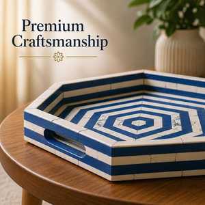 Plateau Organisateur Rond Haut de Gamme en Os Incrusté, avec Motifs Floraux Artisanaux Complexes pour une Présentation Élégante à la Maison - Product Image 2