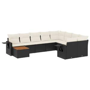 Grand ensemble de canapés de jardin pliables en polyrotin noir, mobilier d'extérieur haut de gamme - Product Image 2
