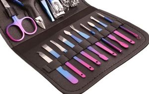 Kit de cuidado de uñas para manicura y pedicura de 15 piezas, herramientas de acero al carbono con estuche de viaje, juego completo de cortaúñas multicolor. - Product Image 3