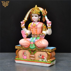 Ídolo de Santoshi Mata en Mármol para Templo |   Murti Santoshi Maa Hecho a Mano con Espada, Tridente y Mano de Bendición MALIYAS Jaipur - Product Image 3