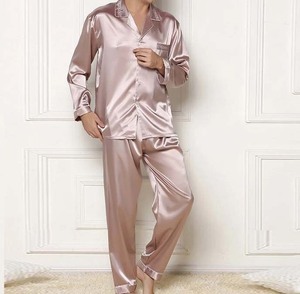 Mens Silk Satin Pajamas Sleepwear <b>Pyjamas</b> Long Sleeve Custom Made Classic Comfort Men's Thermal Satin Sleepwear Suits Quick Dry - Product Image 1