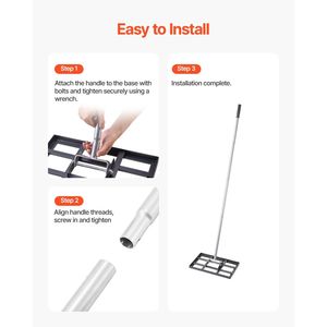 Niveleur de sol en acier au carbone résistant à la rouille avec poignée 78 et plaque de sol 17x10, 5 réglages de hauteur - Product Image 5