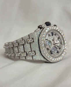 Reloj de Lujo Hip-Hop Black Ocean Jewels Jambo con Movimiento Japonés de Cuarzo, Moissanita, Cristal y Correa de Acero Inoxidable de 20 mm y 41 mm - Product Image 4