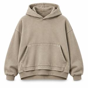 Sweat-shirt à capuche oversize pour homme, en molleton de coton uni, décontracté, avec poche avant, manches classiques, vêtement d'hiver, coupe ample - Product Image 2