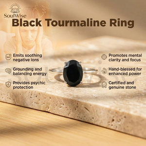 Anillo de Turmalina Negra Soulwise - Joyería Unisex Moderna para Boda y Compromiso - Product Image 3