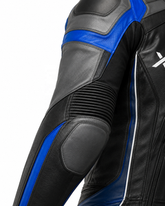 Combinaison de moto en cuir une pièce Performance Road |   Noir Gris Bleu |   Fabricant OEM ODM |   Qualité de conception haut de gamme |   Course automobile - Product Image 4
