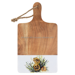 Venta directa de fábrica, tabla de cortar rectangular personalizada de madera de mango y plástico esmaltado para servir queso, cortar en la cocina - Product Image 1