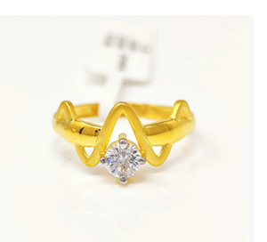 แหวนทองคำแท้ 22K ดีไซน์มงกุฎรูปตัววีประดับเพชรคิวบิกเซอร์โคเนียทรงกลมสำหรับผู้หญิง งานจิวเวลรี่คุณภาพสูง ขายส่ง - Product Image 1