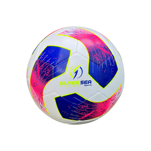Silver Sea Football Size 5 Durable Screen Printing White Blue Pink Pattern Sports Ball - Product Image 3