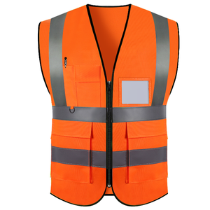 Veste de sécurité fluorescente en polyester recyclé en gros, vêtements de travail réfléchissants à haute visibilité pour les travailleurs du bâtiment - Product Image 6
