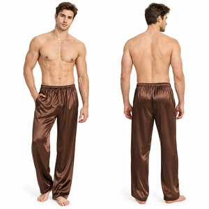 Silk Satin Sleep Trousers <b>Men</b> Drawstring Waist Casual <b>Lounge</b> <b>Pants</b> Side Pockets Lightweight Silk Nightwear <b>Pants</b> <b>Men</b> Silk Pajama - Product Image 4
