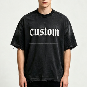 Camiseta de algodón negra para hombre, manga corta, cuello redondo, estilo urbano, jersey lavado, estampado de letras, ecológica, antiarrugas, corte regular - Product Image 3