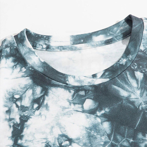 Camiseta de Manga Corta con Cuello Redondo y Estampado Tie-Dye para Hombre, Corte Holgado, Tejido de Punto Informal, Diseño con Patrón Verde y Negro - Product Image 5