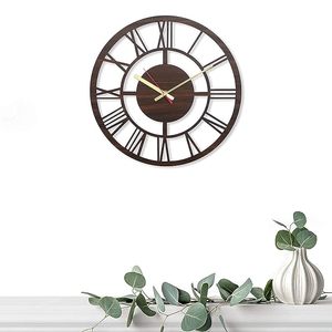 Reloj de Pared de Madera Estilo Art Deco, con Números Romanos, Cuarzo Analógico, Redondo, Decorativo, para Sala de Estar u Oficina - Product Image 4