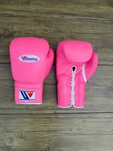 Gants de boxe d'entraînement en cuir rose personnalisables GYMSTERO 16 oz avec fermeture à lacets, doigts entièrement couverts, sangle de poignet réglable, arts martiaux - Product Image 2