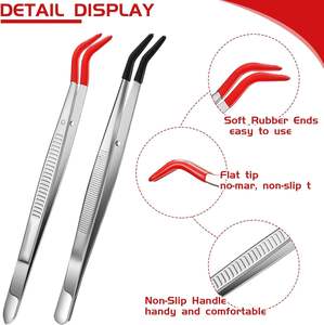 Pince à épiler antidérapante à pointe dentée UBI UBI-2086, 2 pièces, en acier inoxydable durable, revêtement en caoutchouc de précision, non abîmant, poignée souple pour cils - Product Image 4