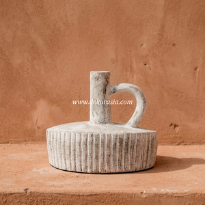 Jarrón de Cerámica Rústico Color Terracota Blanco y Negro Miley, Jarra con Asa, Maceta para Mesa, PT Dekorasia, Exportador Mayorista B2B - Product Image 4