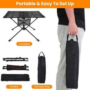 Tavolo da campeggio pieghevole portatile telaio in lega di alluminio 2 portabicchieri 2 tasche laterali porta borsa per Picnic escursionismo barbecue tavolo all'aperto - Product Image 1