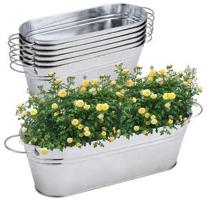 Jardinières en métal avec poignées, pots de jardin en zinc ondulé pour décoration intérieure et extérieure - Product Image 6