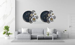 Contemporary Metal <b>Wall</b> Art Floral Design Circular <b>Decorative</b> Accent Handmade Home Hanging Artwork - Product Image 3