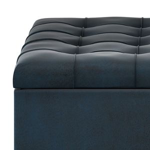 Harrison Distressed Dark Blue <b>Storage</b> Ottoman Coffee Table <b>Stool</b> & Ottoman - Product Image 4